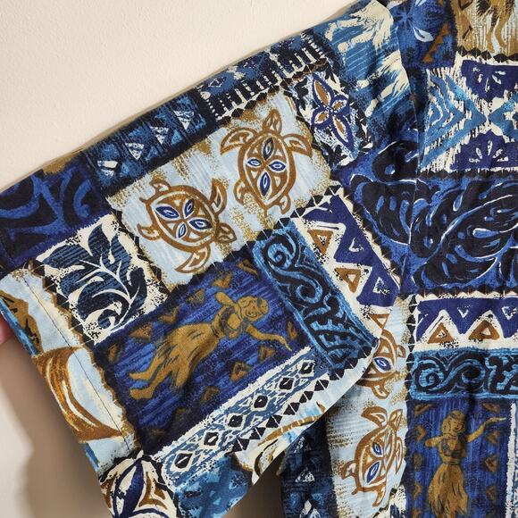 RJC Kalaheo hula girl outrigger turtle button front Hawaiian shirt men's size 2X - Picture 4 of 12